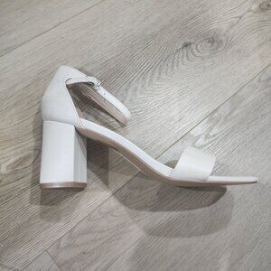 White Open-Toe Block Heel Sandals With Adjustable Ankle Strap By Journee Collect